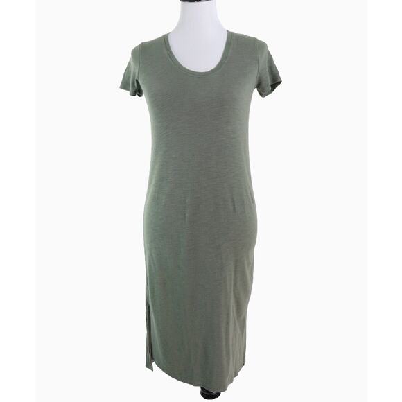 Madewell Size XS Relaxed Midi Tee Dress Slub Knit Jersey Green - Picture 2 of 11